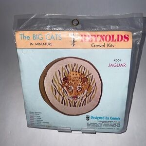 By Reynolds Crewel Kit The Big Cats In Miniature #R664 Jaguar By Connie Vtg 1974